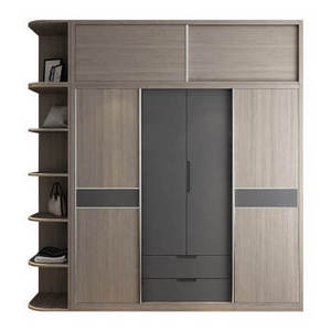 Overall cloakroom modern sliding mirror cupbord bedroom furniture set with sliding solid wood door 3 in 1 wooden wardrobes