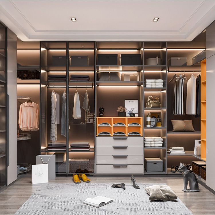 Customized Modern Bedroom Walkin Cabinet Wardrobe Closets Systems Furniture Design Wooden Walk In Closet