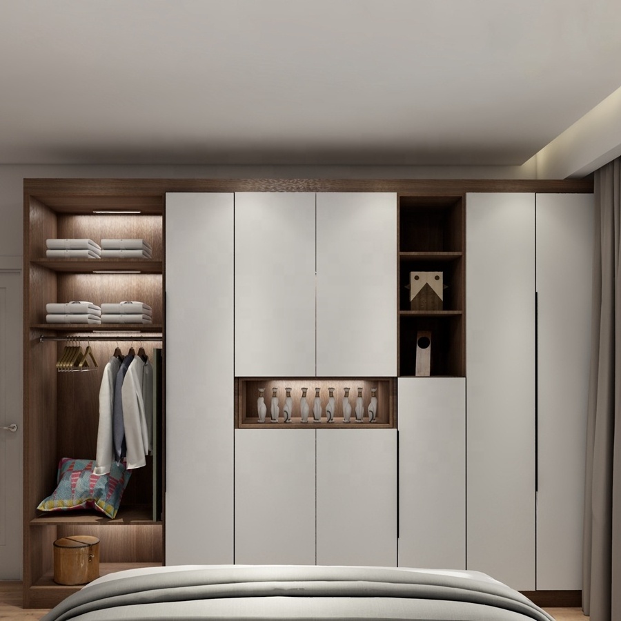 Bedroom Furniture White Wooden Modern Laminate Design Wardrobe Amoires Closet