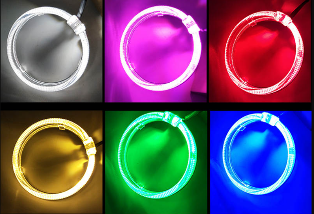 sanvi 80mm 95mm white amber blue green purple red single color RGB led halo light guide angel eyes