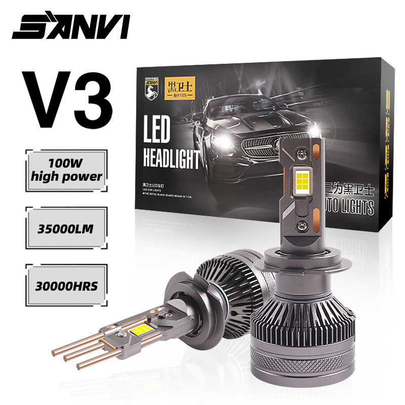 For BMW Auto Lighting System V3 200W 6000K LED Headlight Bulb 35000LM Larger Led Chips 12V H1 H3 H4 H7 H11 Projector Lens Car