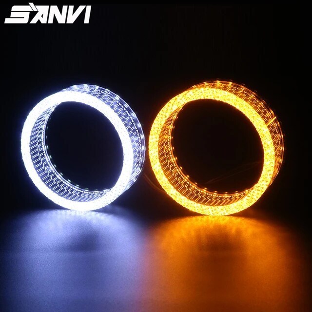 Sanvi 3 inch I8 round white yellow crystal led angel ring eyes for led projector lens retrofit kits