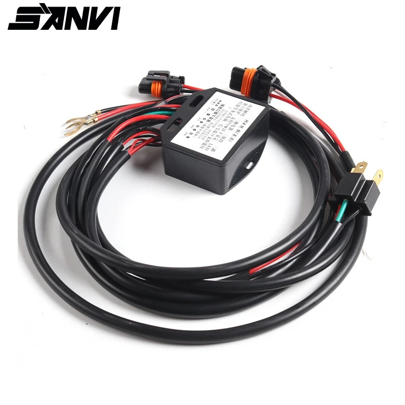 SANVI 1pc 12V/24V 75W H1 H4 H7 9005 9006 Relay Wire Harness for BI Xenon&LED Projector Lens Installation Car Light Accessories