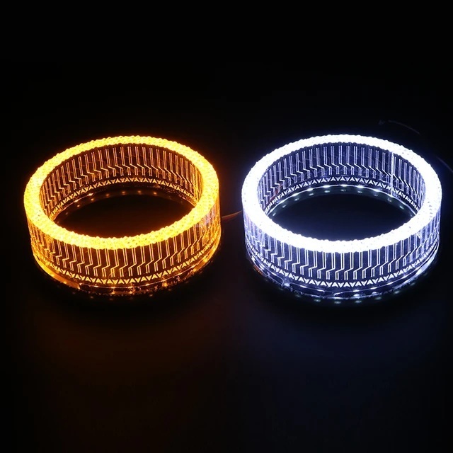 Sanvi 3 inch I8 round white yellow crystal led angel ring eyes for led projector lens retrofit kits