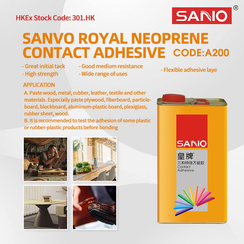 SANVO A200 Wholesale Competitive Price contact adhesive glue Chloroprene Glue Contact Cement Royal Contact Adhesive