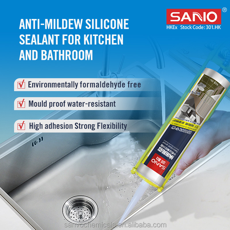 SANVO patented product mildew proof bathroom tile kitchen  waterproof silicone sealant Wet Area Mildew proof glass glue