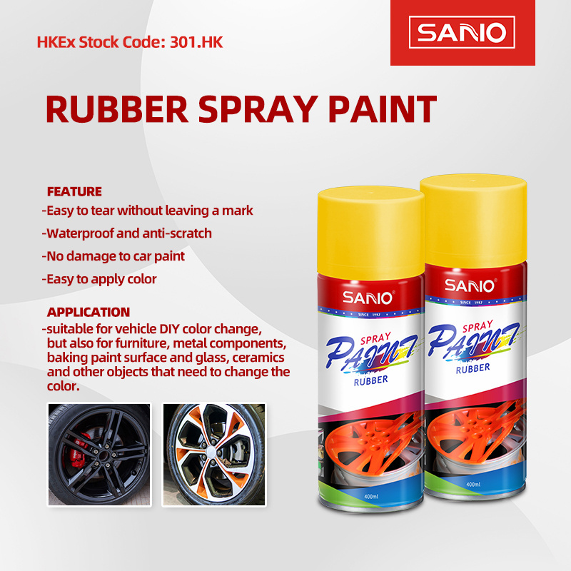 SANVO Rubber aerosol Spray Paint 400ml Acrylic Resin Liquid Spray Paint Tyre colour change rubber car paint