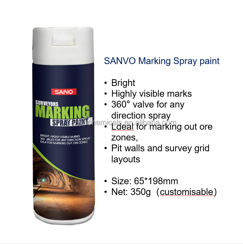 SANVO 350g 360 Degree Inverted Surveyors Marking Spray Paint Liquid Acrylic Coating underground mine marking spray paint