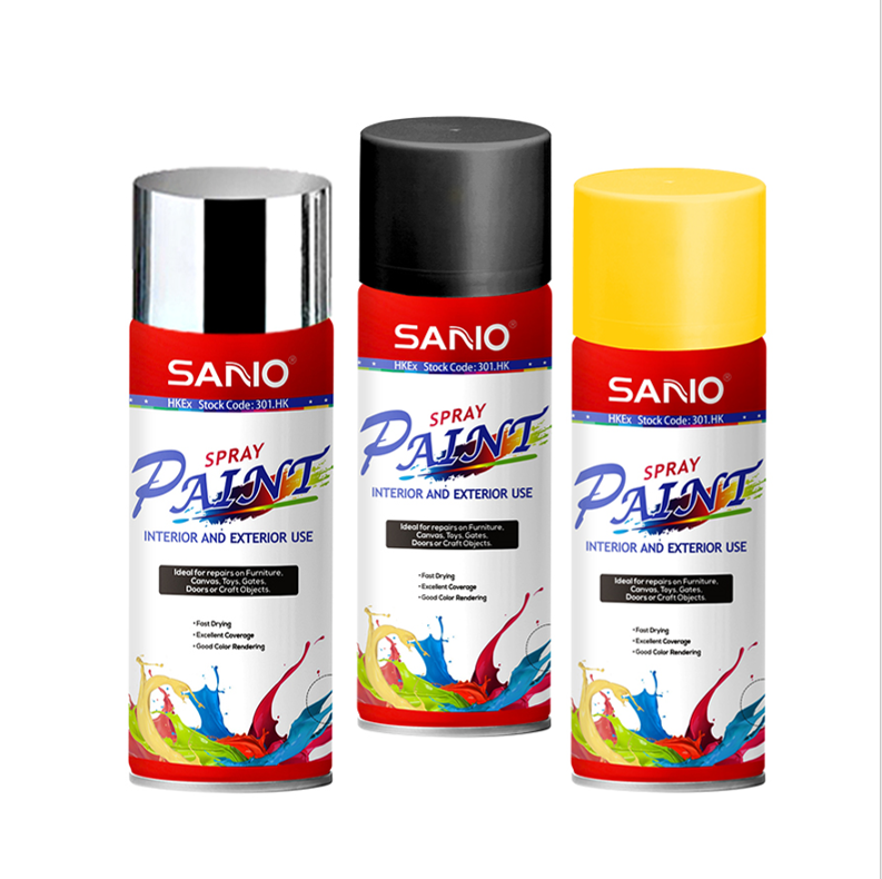 SANVO Acrylic Resin Spray Paint Wholesale Graffiti Aerosol for Furniture Repair Black Car Paint for Road Application