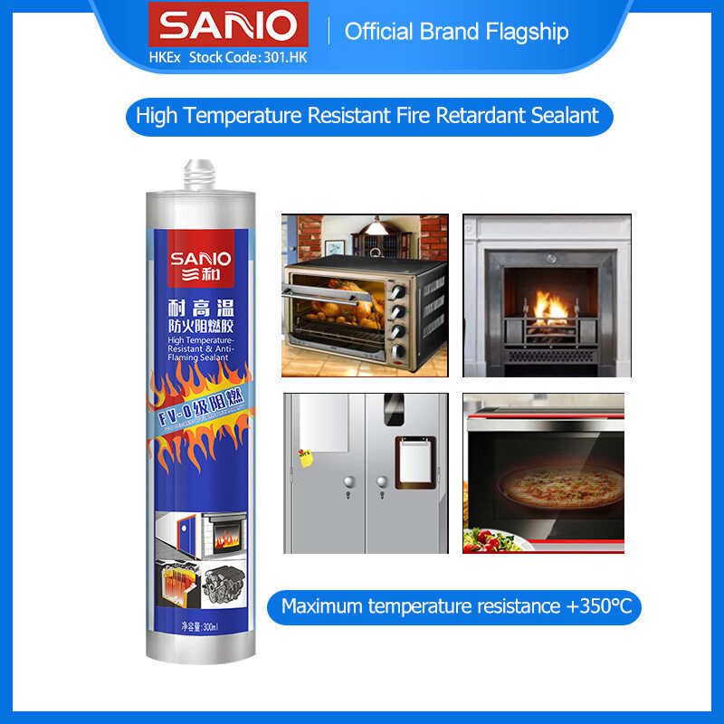 SANO fire proof neutral silicone sealant 300ml High temperature fire retardant adhesive glass glue