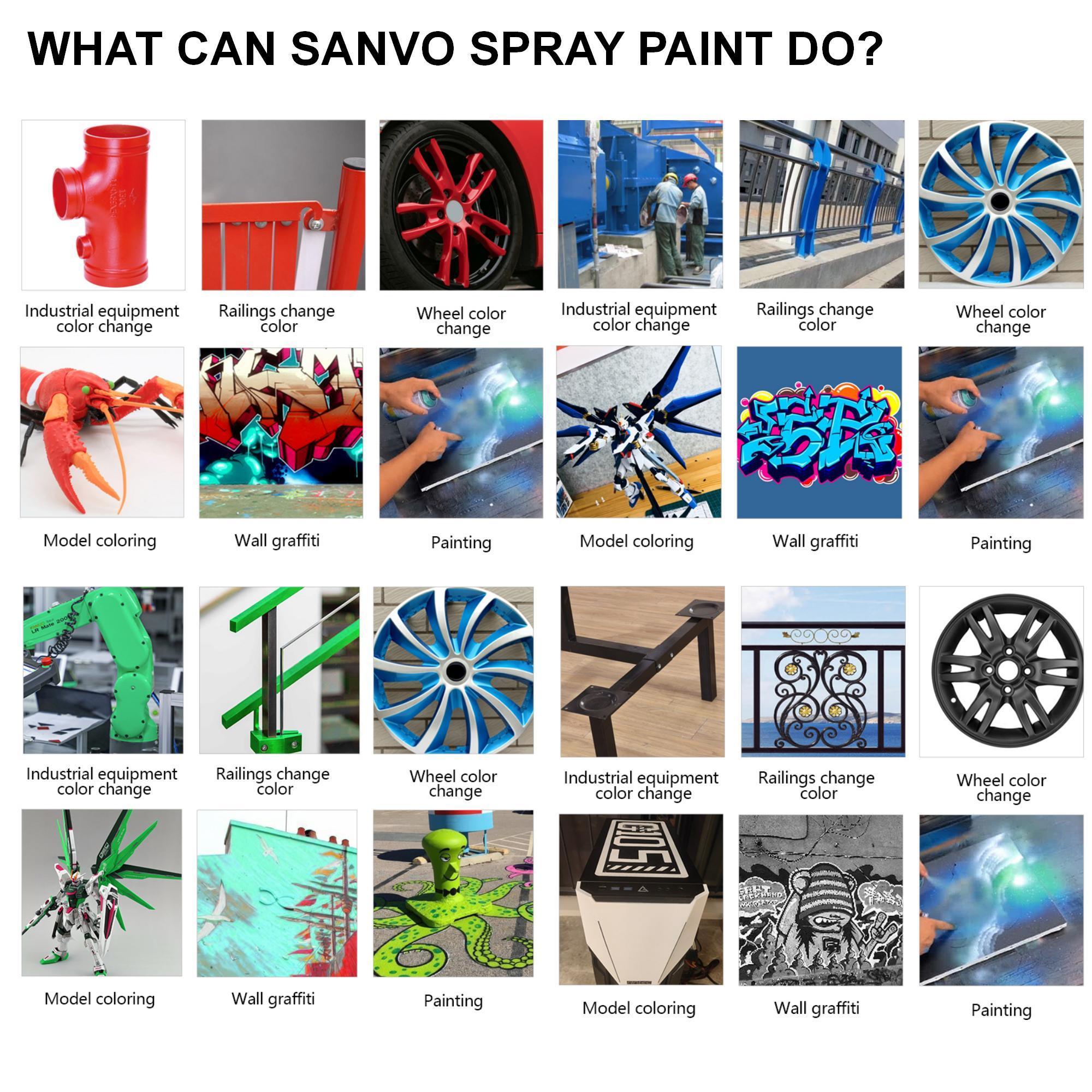 SANVO 400ml OEM Wholesaler Graffiti High Gloss Multi-purpose Color Acrylic Spray Paint matte Aerosol Spray Paint