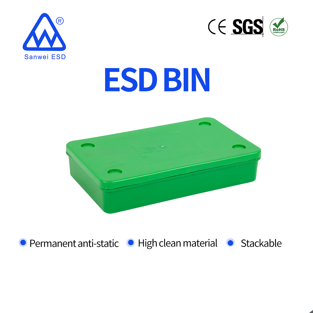 3W-9805106 ESD Antistatic Plastic Work Bin High clean material plastic storage bins