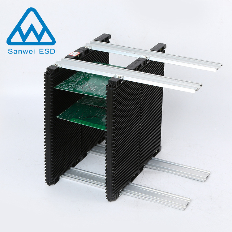 ESD anti-static electronic industrial conductive black PCB circulation rack