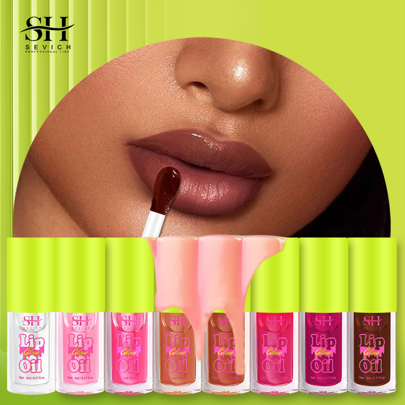 OEM Organic Lip Care Cosmetics Non-Sticky Deeply Hydrates Smooth Plumped Lip Gloss Fruity Lip Oil