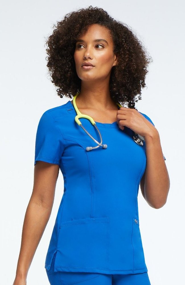 2022 Scrubs Uniforms Women's Split Round Neck Solid Scrub Top Scrubs Medical Uniforms Hospital