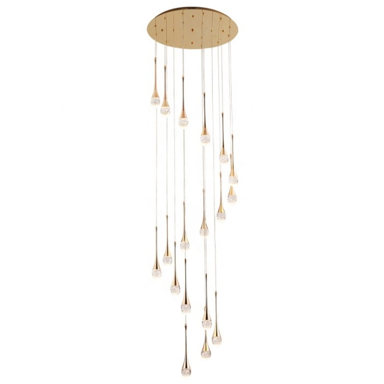 SANXIANG Gold Dimmable Lamp Stairs Crystal Pendant Lights For Foyer Indoor Living Room Modern Crystal Chandelier