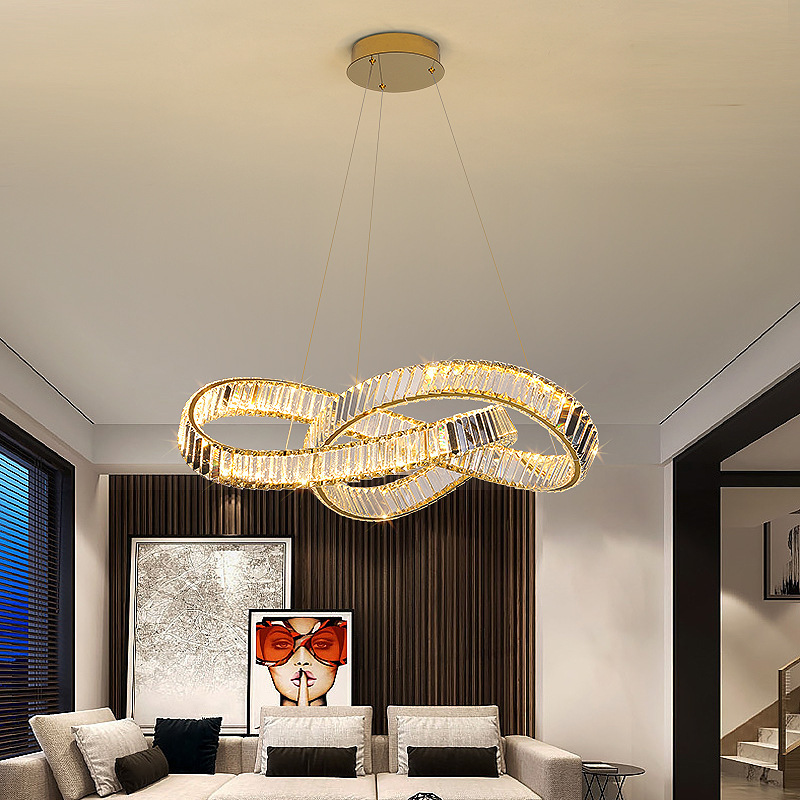 SANXIANG Creative Indoor Lighting Fixture High Ceiling Lamp Dining Room Living Room Pendant Light Crystal Luxury Chandelier