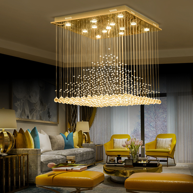 SANXIANG Gold Custom Hanging Design Villa Pendant Light Lamp Indoor Living Room Hotel Modern Crystal Chandelier