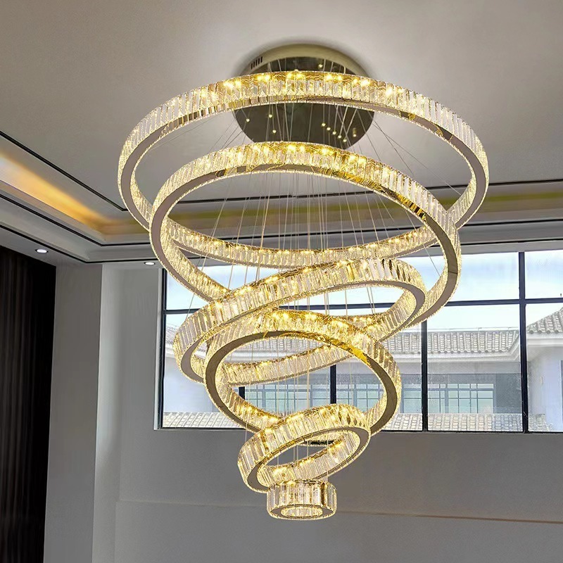 SANXIANG Luxury Large Round Custom Crystal Decorative LED Pendant Light Lamp Indoor Hotel Modern Crystal Chandelier