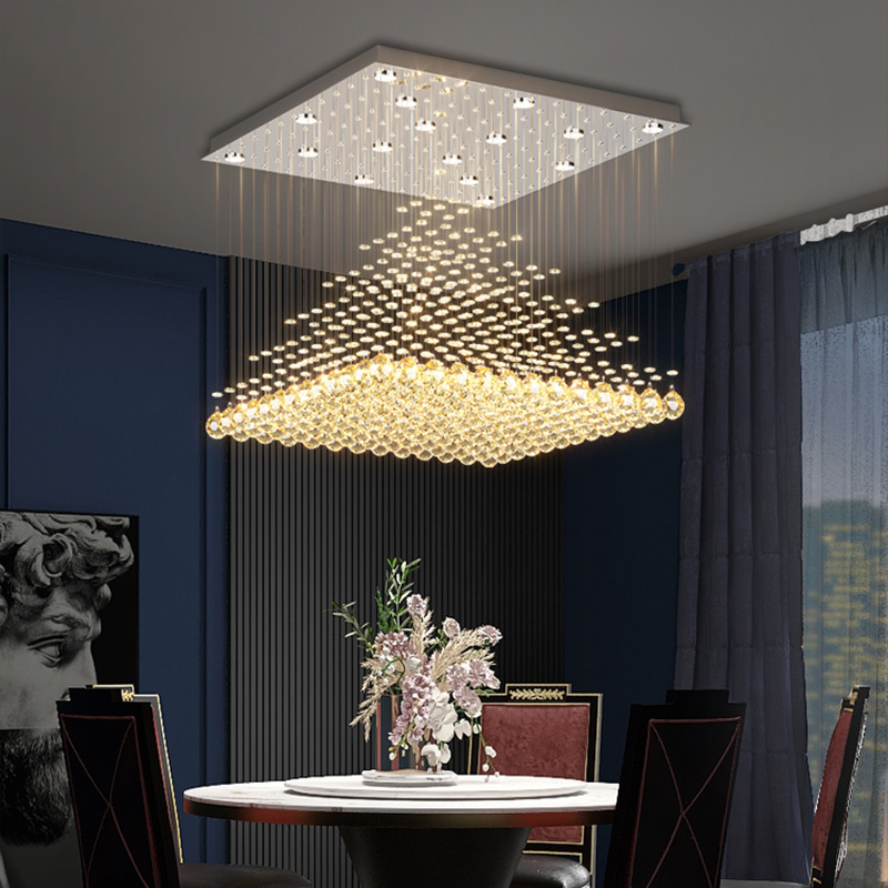 SANXIANG Gold Custom Hanging Design Villa Pendant Light Lamp Indoor Living Room Hotel Modern Crystal Chandelier