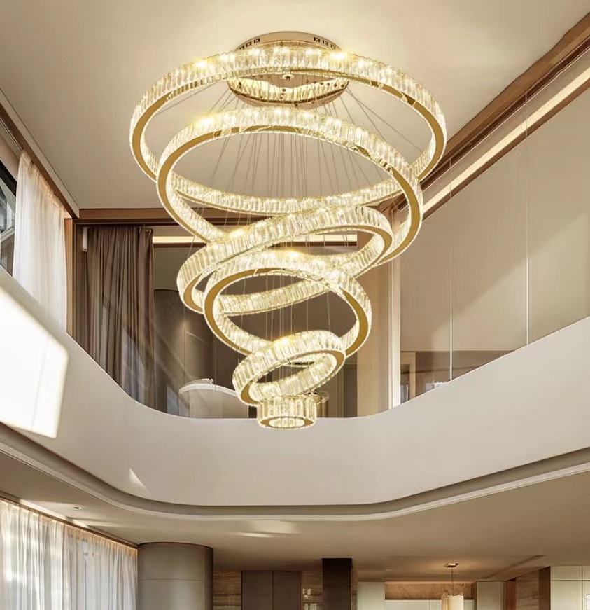 SANXIANG Luxury Large Round Custom Crystal Decorative LED Pendant Light Lamp Indoor Hotel Modern Crystal Chandelier