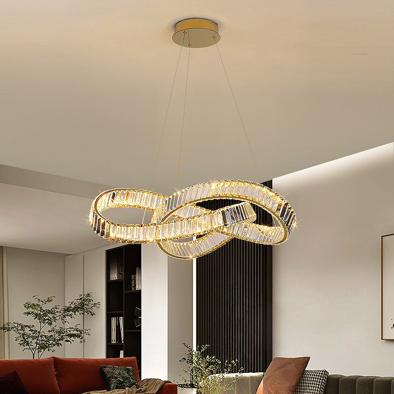 SANXIANG Creative Indoor Lighting Fixture High Ceiling Lamp Dining Room Living Room Pendant Light Crystal Luxury Chandelier