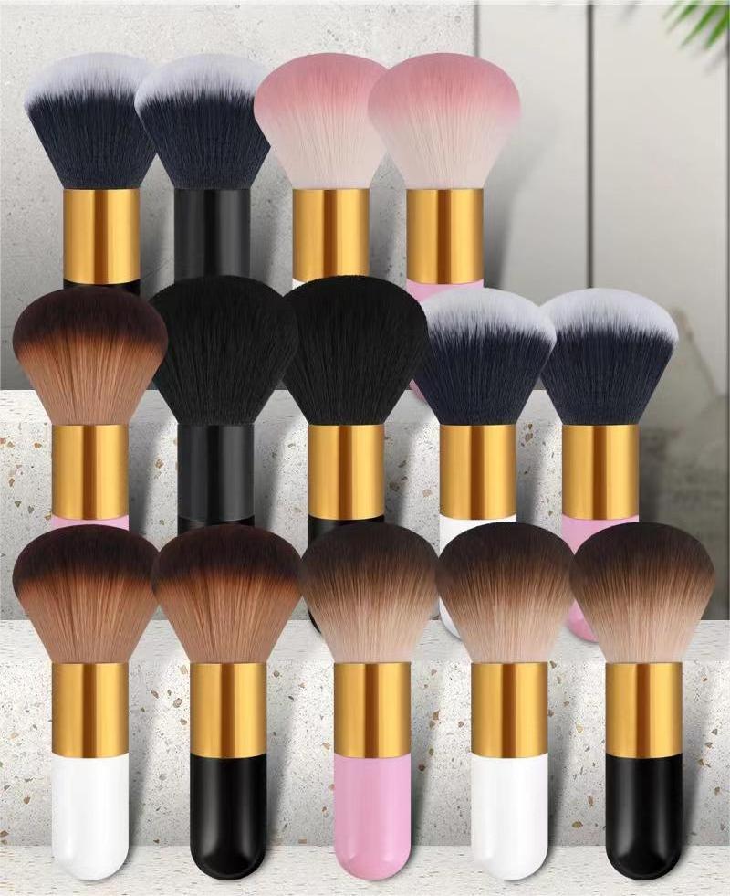 Factory Sales Fluffy Colorful Big Single Short Refillable Handle Face Foundation Powder Blusher Super Soft Hair  Makeup Brush