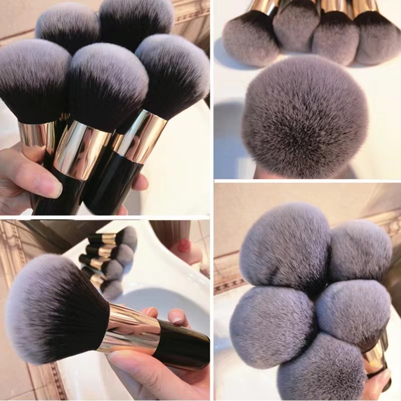 Factory Sales Fluffy Colorful Big Single Short Refillable Handle Face Foundation Powder Blusher Super Soft Hair  Makeup Brush