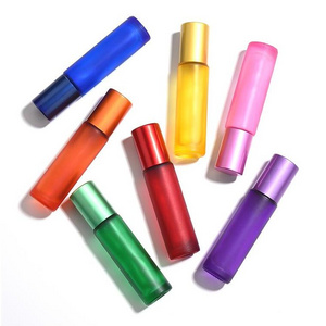 rainbow roller glass bottle refillable roller ball bottle vial aromatherapy 10ml travel bottles for perfume Essential oil