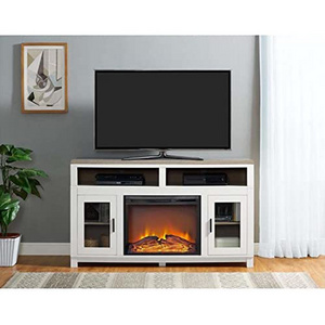 Luxury wooden media tv unit stands artificial electric fireplace insert with cabinet storage for living room decor