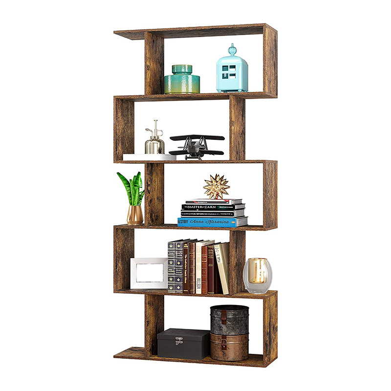 Modern Industrial Style Wooden Bookshelf 5-tier Storage Bookshelf