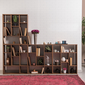 Custom Modern book shelf Design Wooden Display simple bookcase Library Bookshelves Industrial Bookshelf with Back Panel