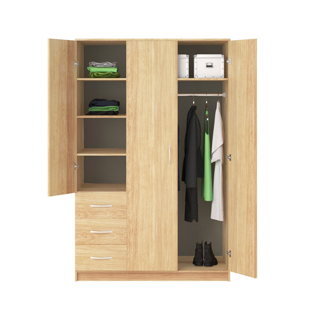 Home Furniture Bedroom Wall Wardrobe Design Clothes Cupboard 400 mm Depth 3 Door Wooden Closet Wardrobe