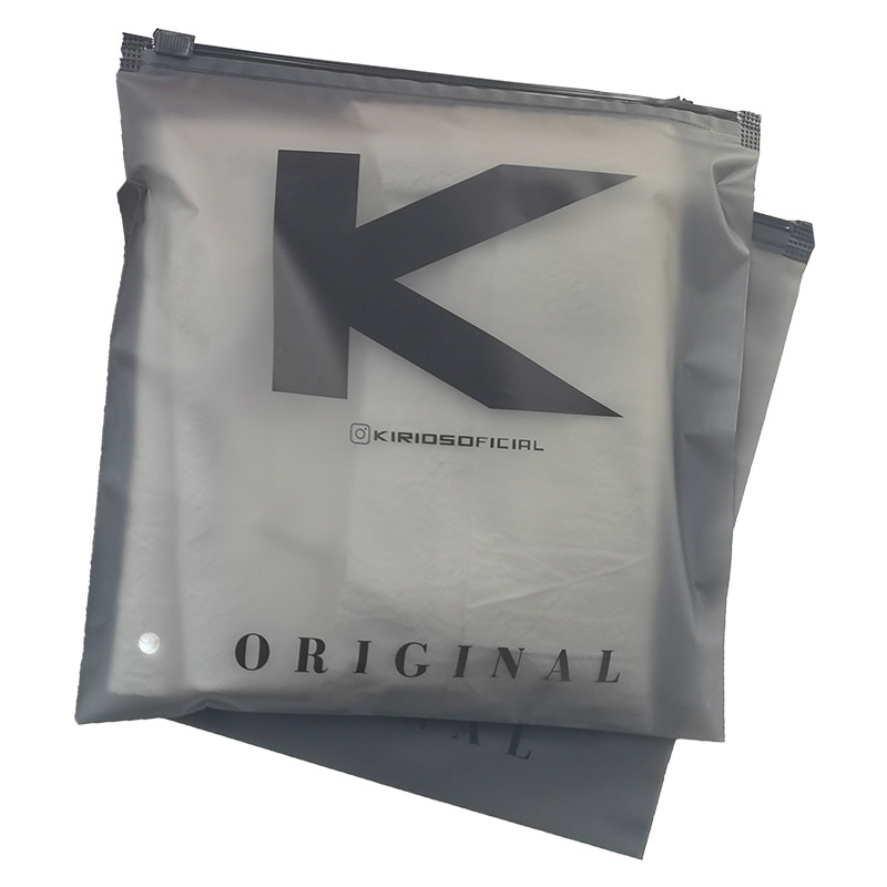 HIgh Quality Custom Biodegradable Black Matte Frosted Zip Seal Ziplock Plastic Packaging Bags For Clothing