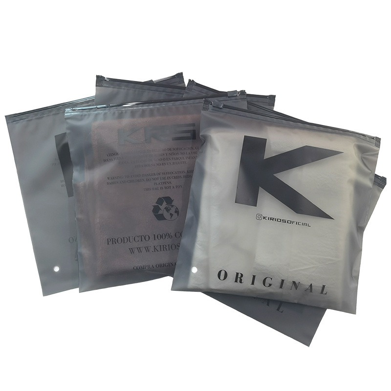 HIgh Quality Custom Biodegradable Black Matte Frosted Zip Seal Ziplock Plastic Packaging Bags For Clothing