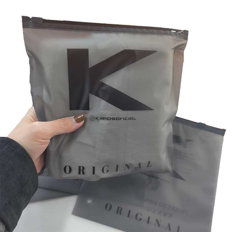 HIgh Quality Custom Biodegradable Black Matte Frosted Zip Seal Ziplock Plastic Packaging Bags For Clothing