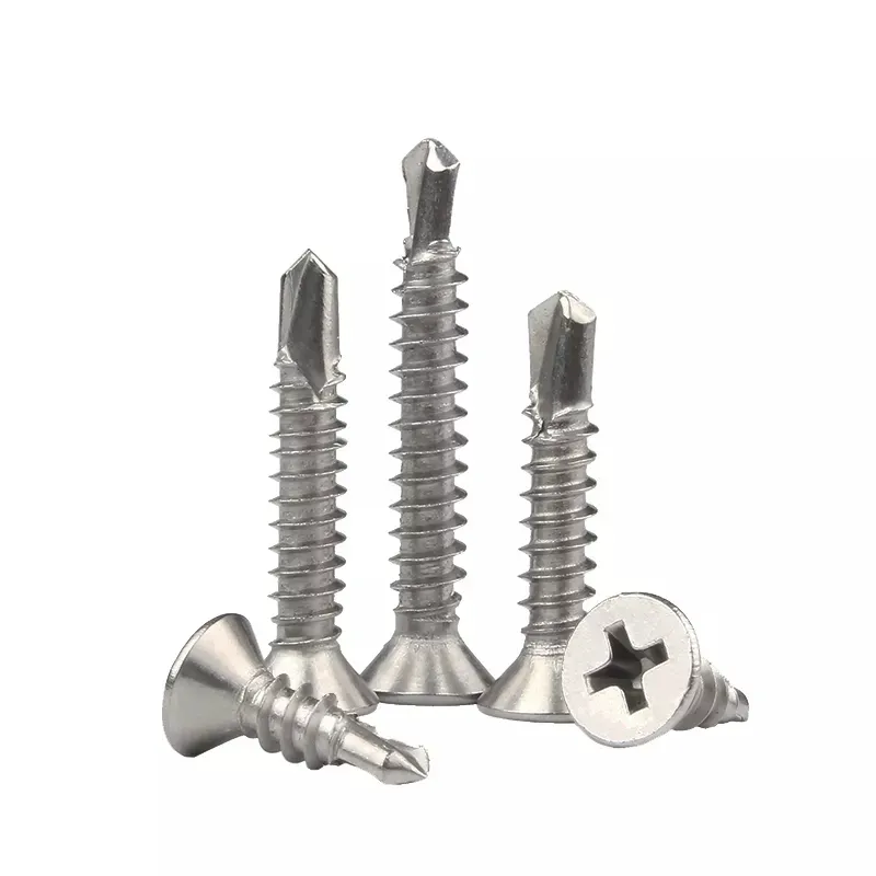 China Fasteners Hot Dip Galvanized Stainless Steel 304 Din7504k Flat Head Self Drilling Screw With Self Drilling Point