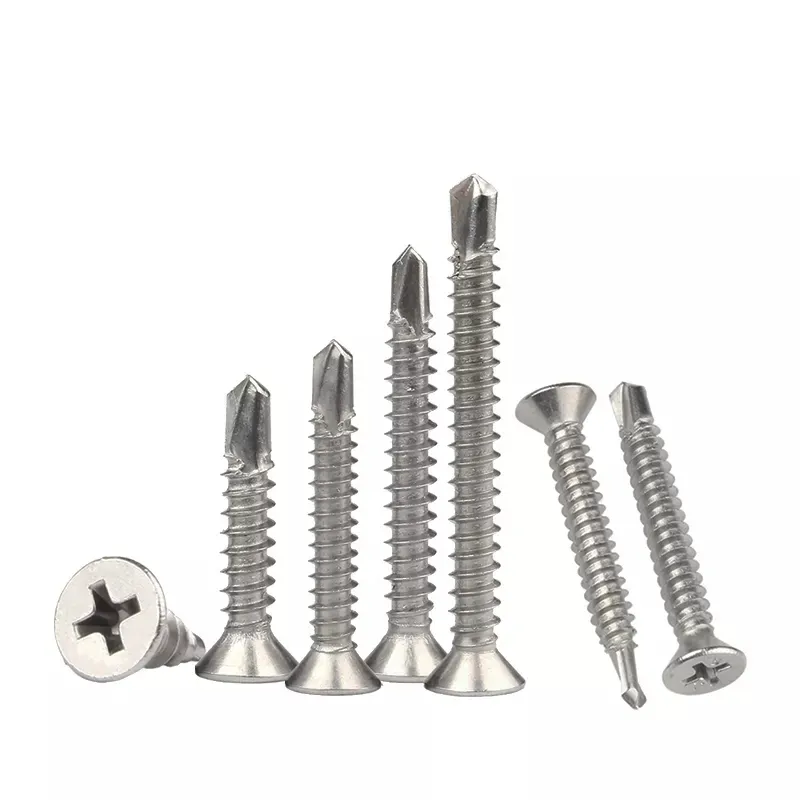 China Fasteners Hot Dip Galvanized Stainless Steel 304 Din7504k Flat Head Self Drilling Screw With Self Drilling Point