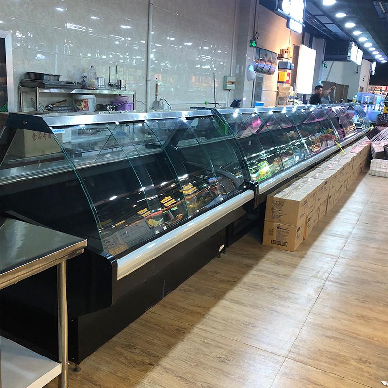 Hot sale fresh meat fresh fish and deli hot food display case refrigerator for sale with CE certification