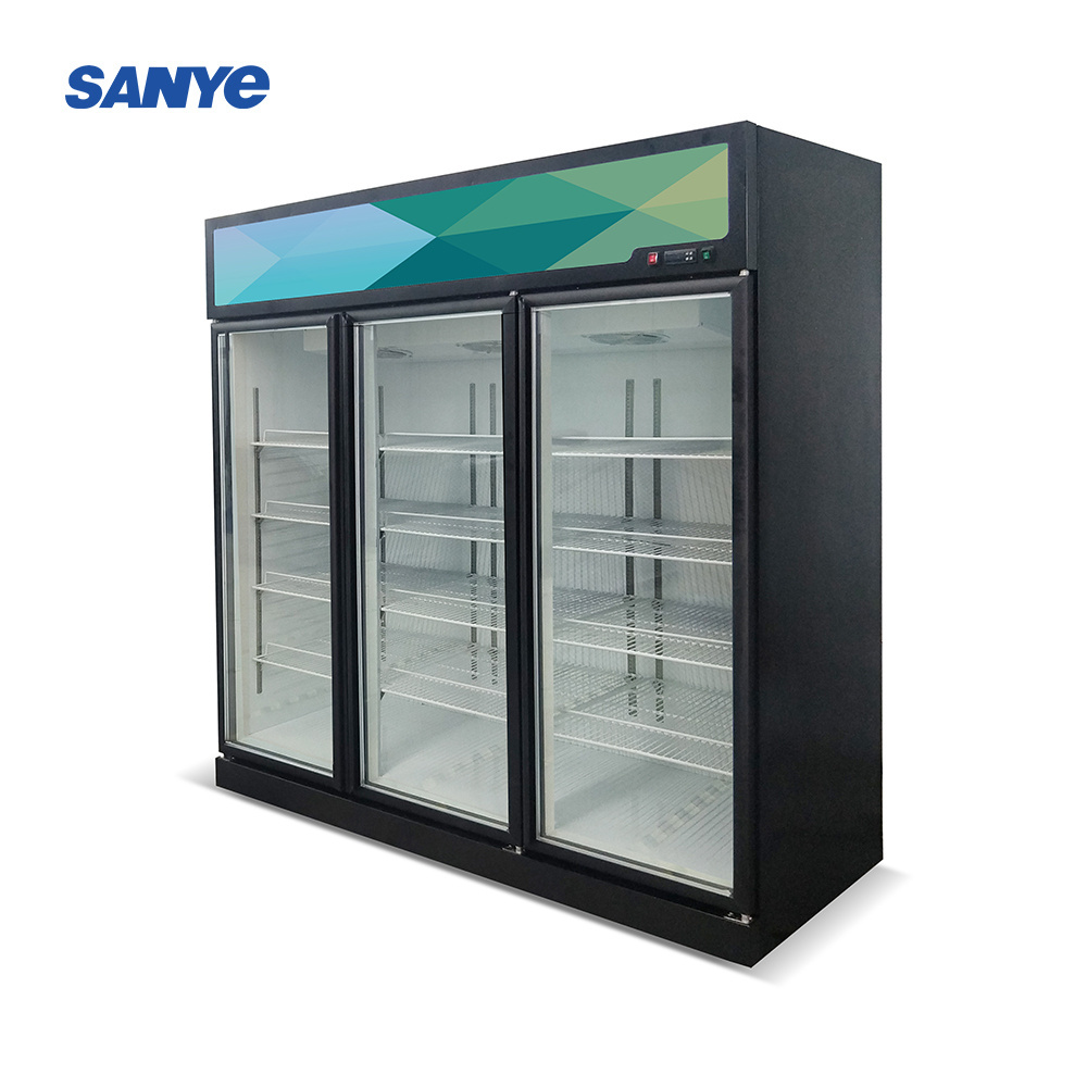 Glass display freezer vertical freezer refrigeration glass door freezer  for beverage  beer and milk