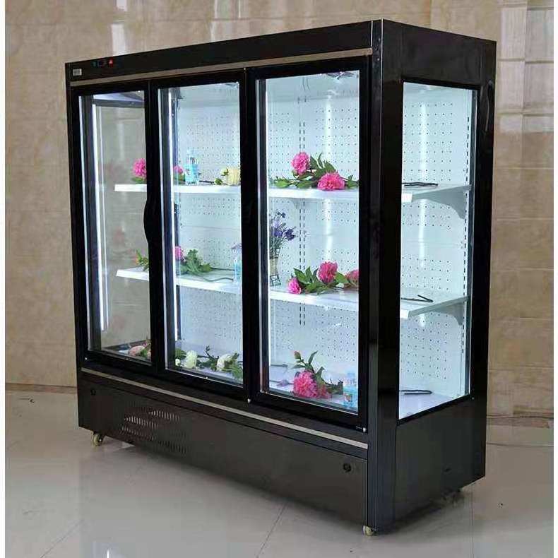 Customized Three Doors Keep Fresh Flower Glass Display Coolers Commercial Flower Display Refrigerator Showcase  Fridge