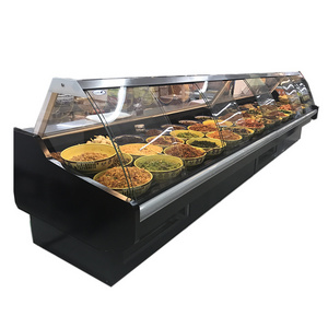 Hot sale fresh meat fresh fish and deli hot food display case refrigerator for sale with CE certification