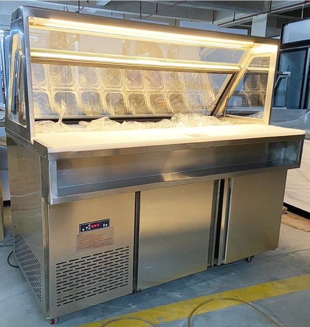 Commercial Sandwich Counter Fridge Chiller Refrigerated Pizza Sandwich Prep Salad Bar Refrigerator Working Table