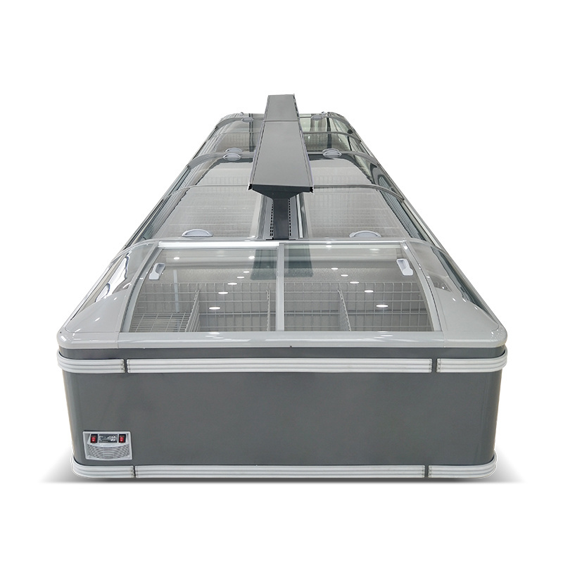 Commercial  Refrigerator Island Display Frozen Freezer Supermarket Sliding Glass Top Deep Chest Combined Display Freezer