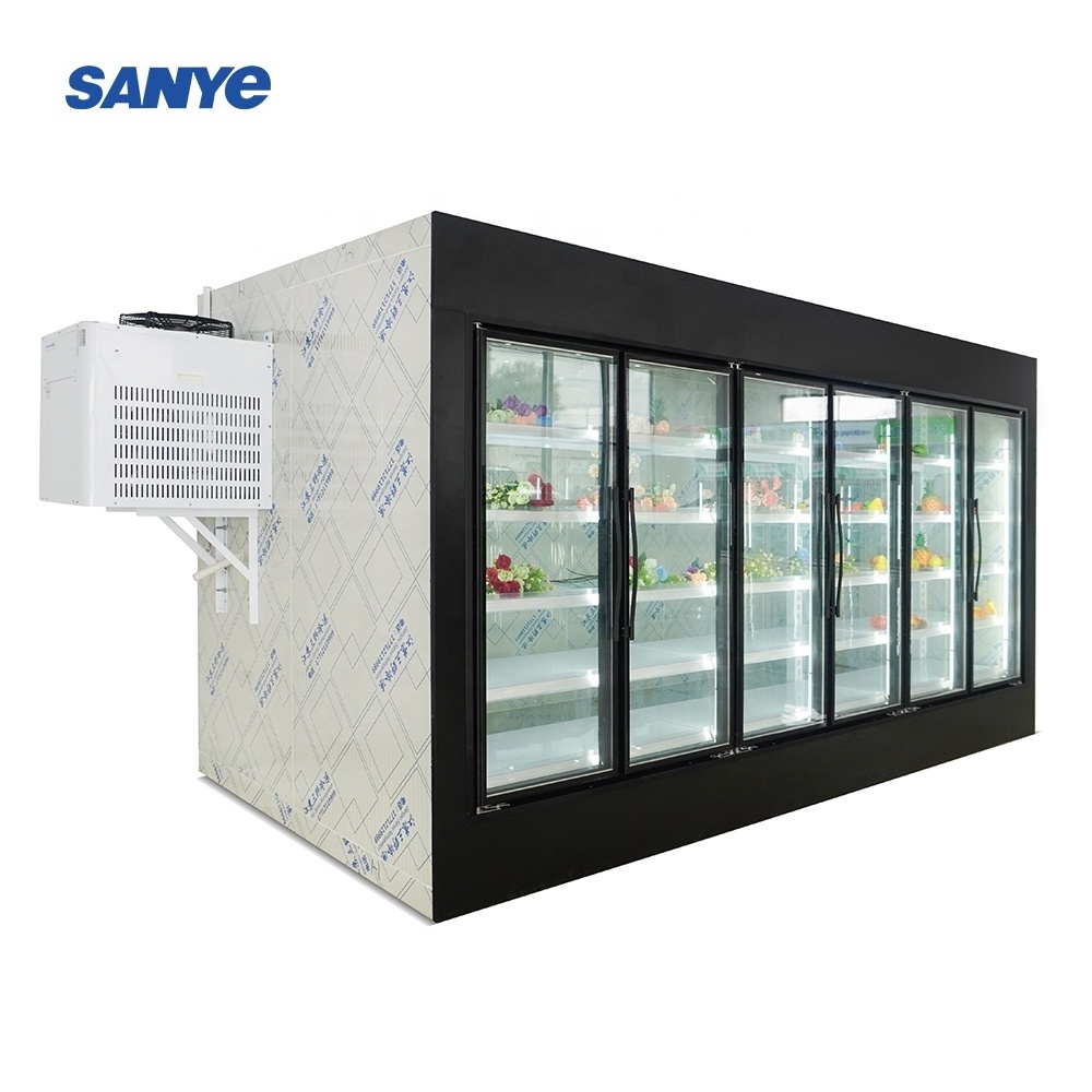 Air Cooling Display Glass  Door Upright Freezer Cold Room Walk-In Cooler Freezer