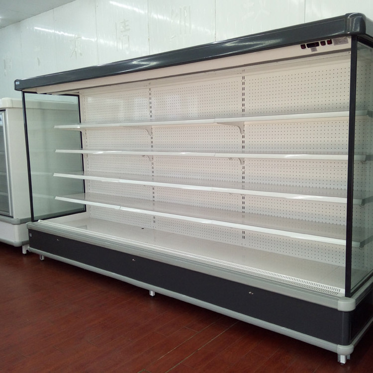 Supermarket Multi deck open display chiller wall mounted refrigerator with night curtain