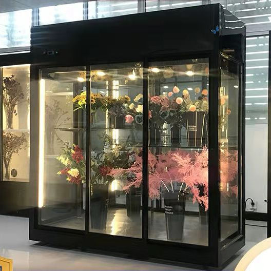 Customized Three Doors Keep Fresh Flower Glass Display Coolers Commercial Flower Display Refrigerator Showcase  Fridge