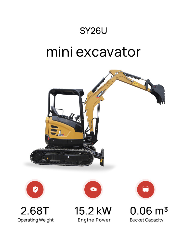 2.5 Ton Mini Excavator Digging Ditches Mowing Grass 1.2Ton 1.5 Ton 3 Ton 4 Ton Towable Mini Excavator