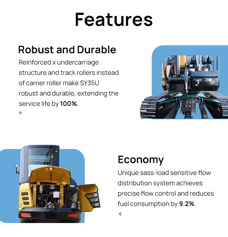 Sany Demolishing Small Structures Fence Posts Digging Holes Mini Excavator 1.2 Ton 3 Ton Digger For Sale Sy16C Sy26U Sy50U