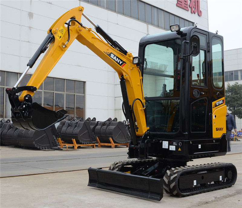 SANY SY16C 1.6 ton Mini Digger Crawler Excavator Small Household Excavator With Lawn Mower